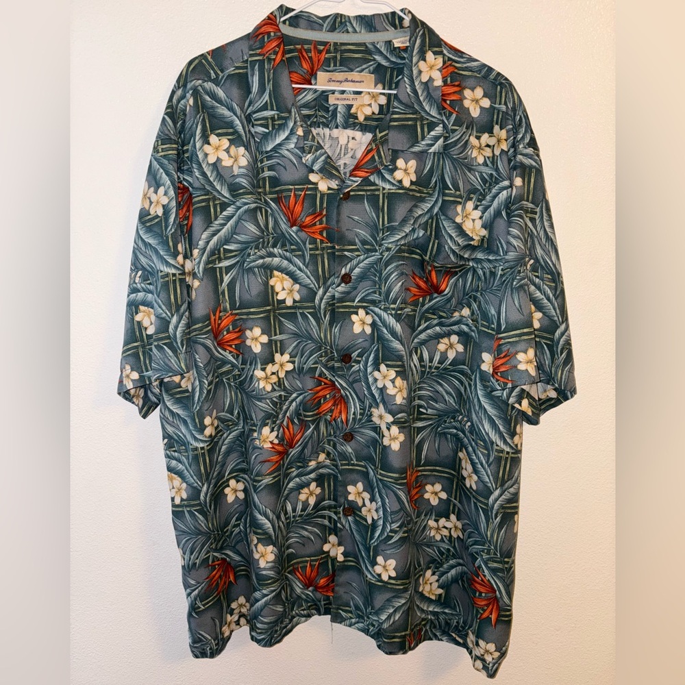 Tommy Bahama Hawaiian Island Zone 75% Silk Button Down Shirt Size XXL